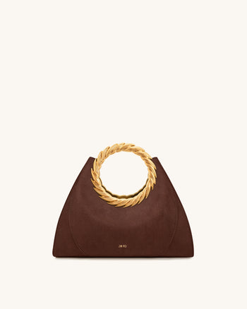 Amiya 葉形提手仿麂皮雕塑包 - 摩卡棕
