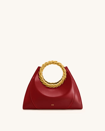 Amiya 葉形提手雕塑包 - 酒紅色