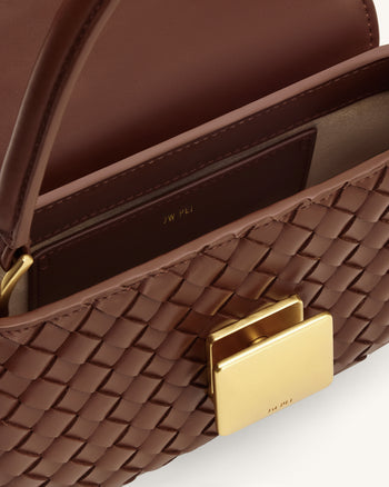 Zuri 手工編織圓形手提包 - 棕色