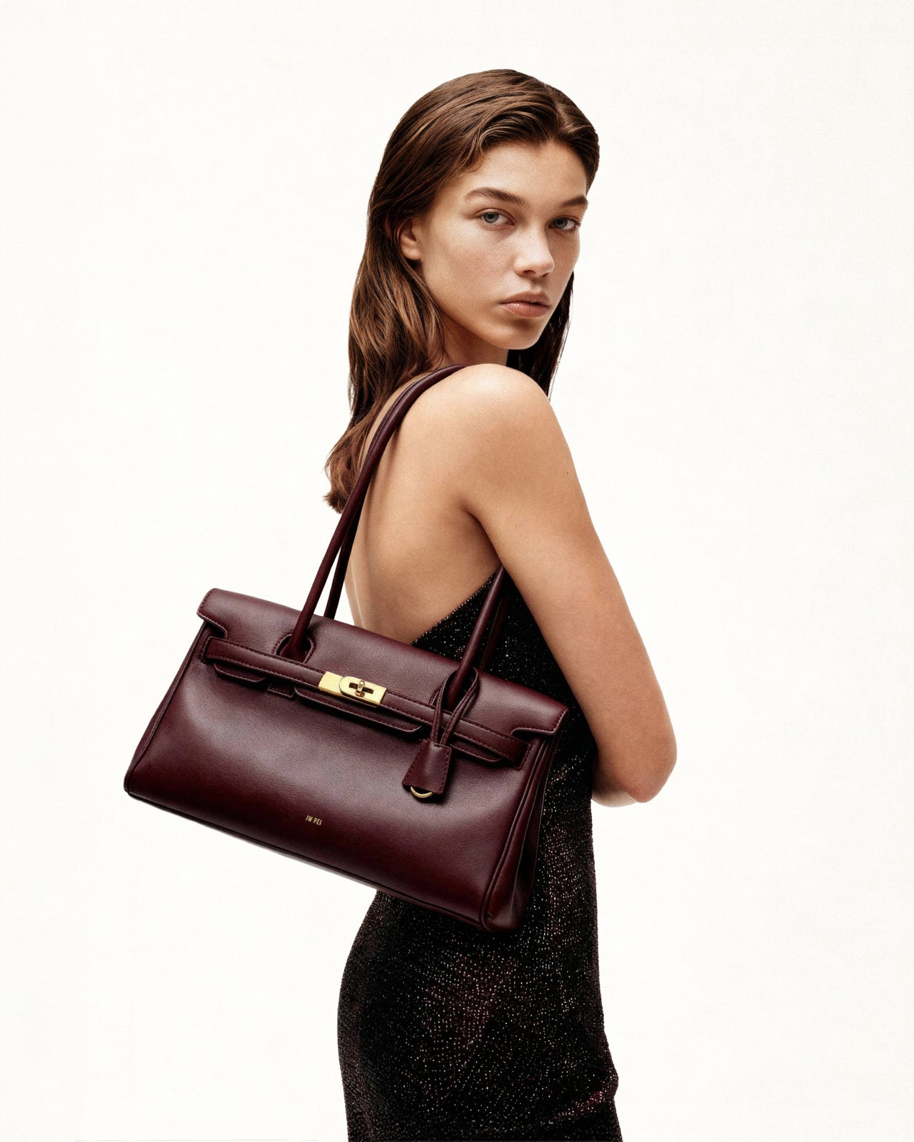 Yara 肩背包 - 深酒紅色