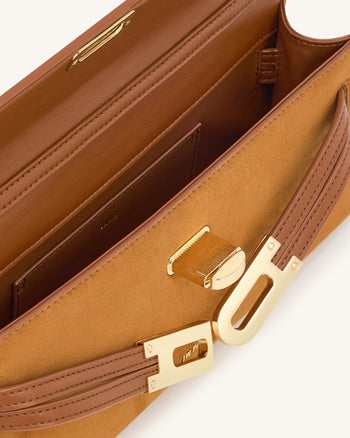 Bria 棕色仿麂皮結構感提把包