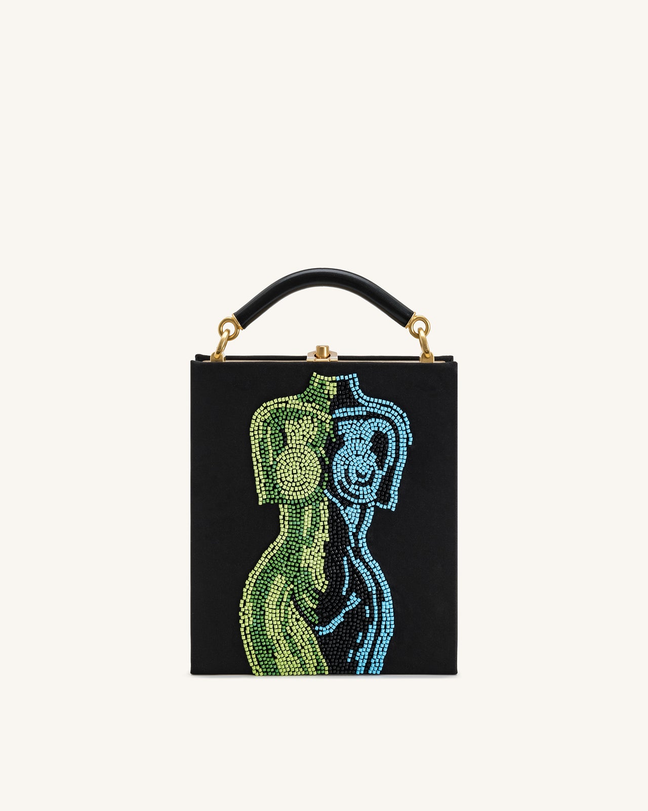 Elle 彩色串珠書本手提包 - 黑色