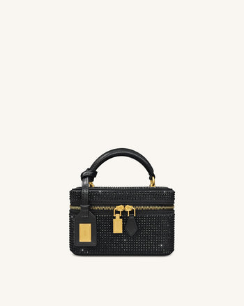 Cleo 人造水晶盒形提把包 - 黑色