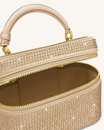 Cleo 人造水晶盒形提把包 - 香檳色