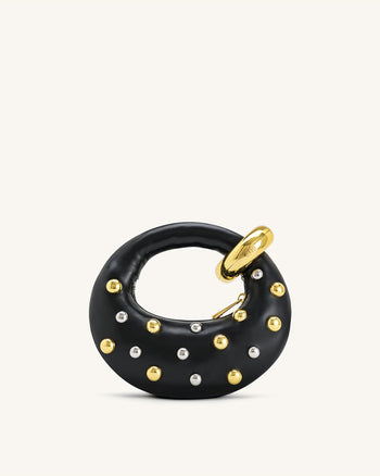 Abacus 铆钉点缀迷你手提包 - 黑色