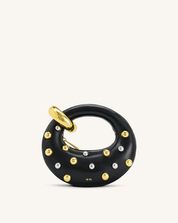 Abacus 铆钉点缀迷你手提包 - 黑色