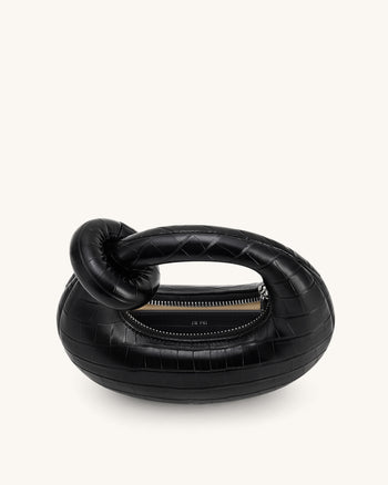 Abacus 迷你手提包 - 黑色鳄鱼纹