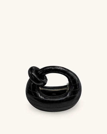 Abacus 迷你手提包 - 黑色鳄鱼纹