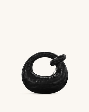 Abacus 迷你手提包 - 黑色鳄鱼纹