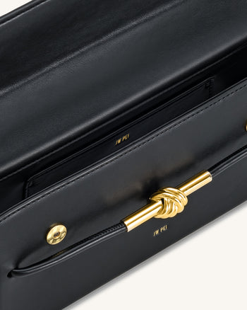 Lena 金屬繩結提把包 - 黑色