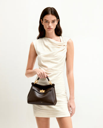 Lucia 經典頂部提把包 - 深棕色