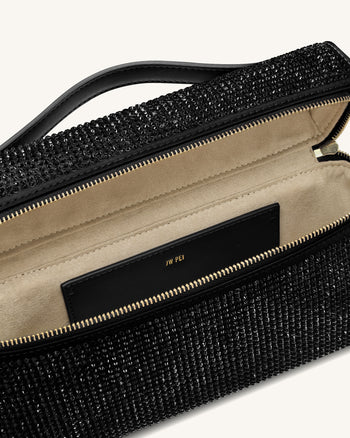 Thea 人造水晶提把包 - 黑色