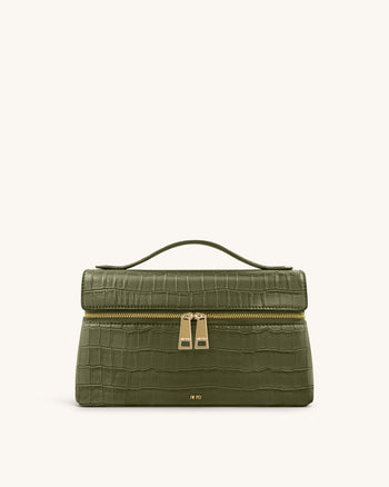 Thea 鱷魚壓紋手提包 - 橄欖綠