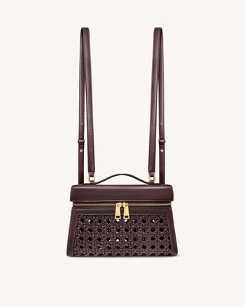 Thea 大型編織提把包 - 深紅色