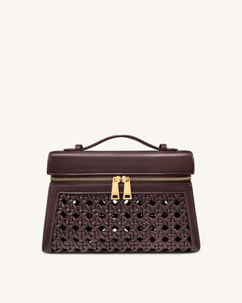 Thea 大型編織提把包 - 深紅色