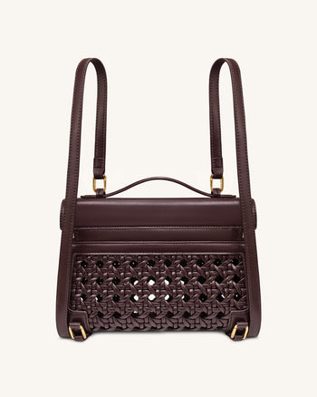 Thea 大型編織提把包 - 深紅色