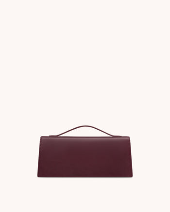 Lena 金屬繩結提把包 - 深酒紅色