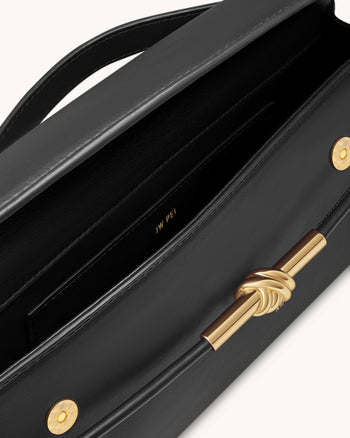 Lena 金屬繩結提把包 - 黑色