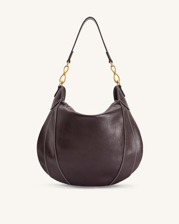 Daria 金屬吊飾點綴肩背包 - 深棕色