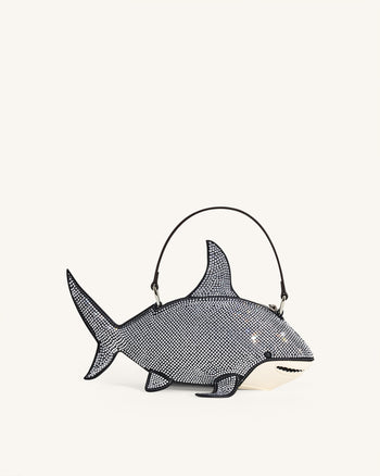 Nerys 黑色人造水晶鯊魚造型手提包