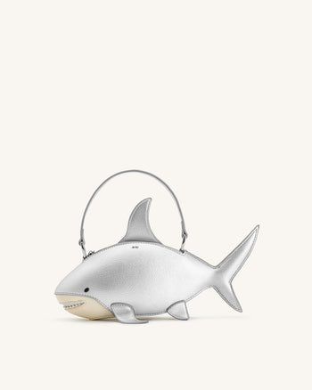Nerys 鯊魚造型手提包－銀色
