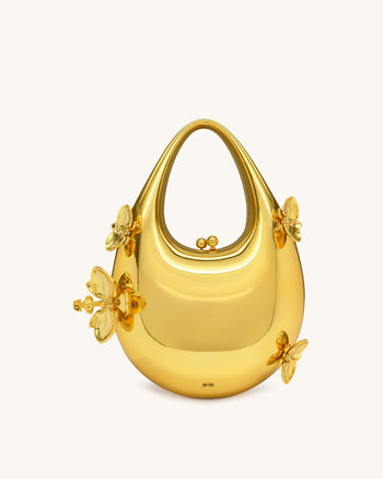 Lydia 花卉裝飾手提包 - 金色