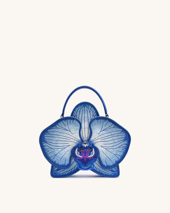 Flora 蘭花造型手提包 - 藍色