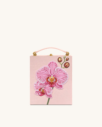 Taya 蘭花圖案書本造型手拿包 - 粉紅色