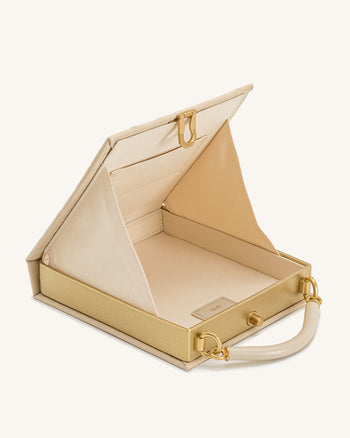 Elle 野餐圖案書本手提包 - 卡其色