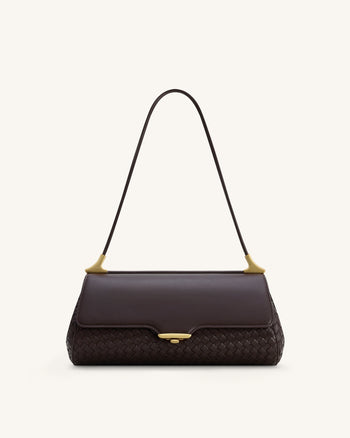 Eloise 編織肩背包 - 深棕色