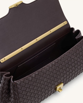 Eloise 編織肩背包 - 深棕色