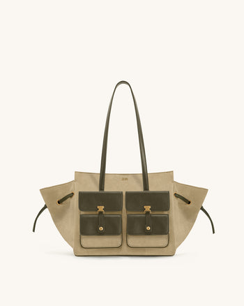 Linda 綠色仿麂皮托特包