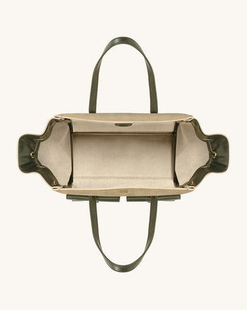 Linda 綠色仿麂皮托特包