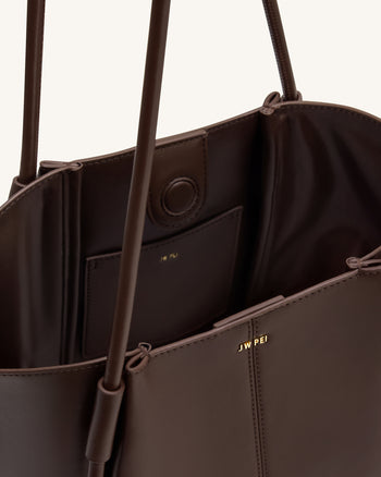 Nala 寬版托特包－深棕色