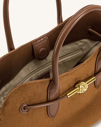 Adele 金屬繩結托特包 - 焦糖棕