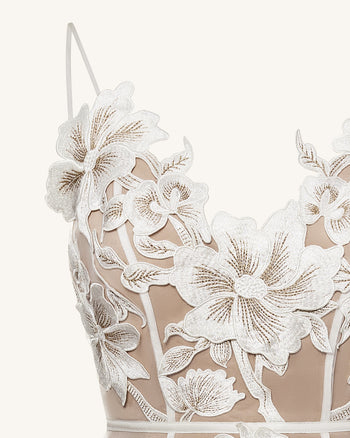 Floral 細肩帶迷你洋裝 - 白色