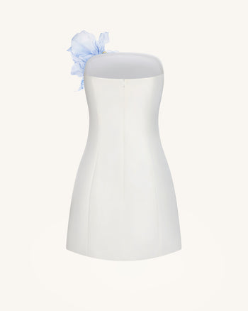 碎花圖案小洋裝 - 白色