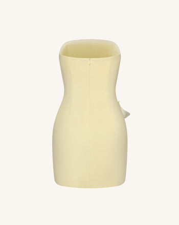 平口花卉貼花洋裝 - 黃色