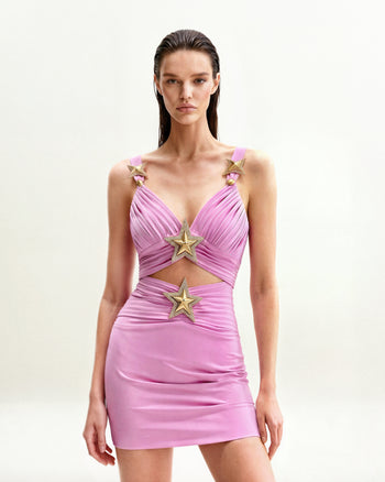 星星細節迷你洋裝 - 粉紅色