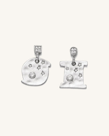 Cosmos 耳環 - 18ct 鍍白金 & 白色鋯石