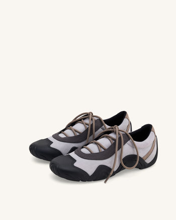 Caitlin 仿麂皮綁帶芭蕾運動鞋 - 灰色混搭