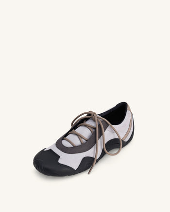 Caitlin 仿麂皮綁帶芭蕾運動鞋 - 灰色混搭