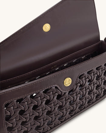 Addisyn 鏤空編織肩背包－酒紅色