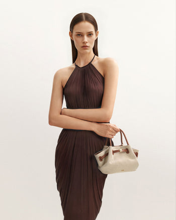 Hana 迷你托特包 - 棕色帆布