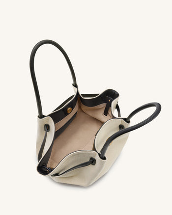 Hana 中型托特包 - 黑色帆布