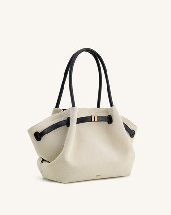 Hana 中型托特包 - 黑色帆布