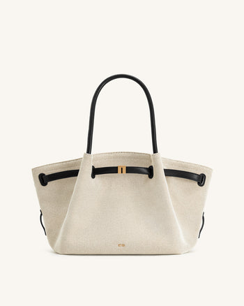 Hana 中型托特包 - 黑色帆布