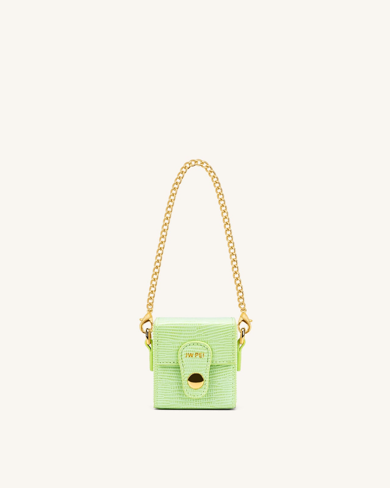 Square 迷你盒子包 - 檸檬綠色蜥蜴紋