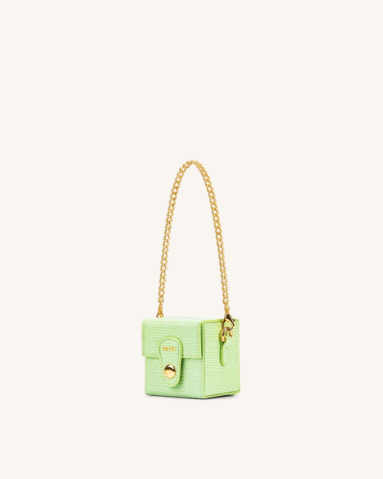 Square 迷你盒子包 - 檸檬綠色蜥蜴紋