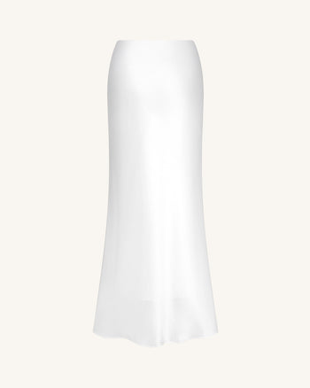 流光緞面美人魚長裙 – 白色
